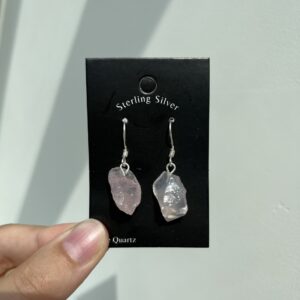 Oorbellen Ruwe Rozenkwarts (Sterling Zilver | 925)