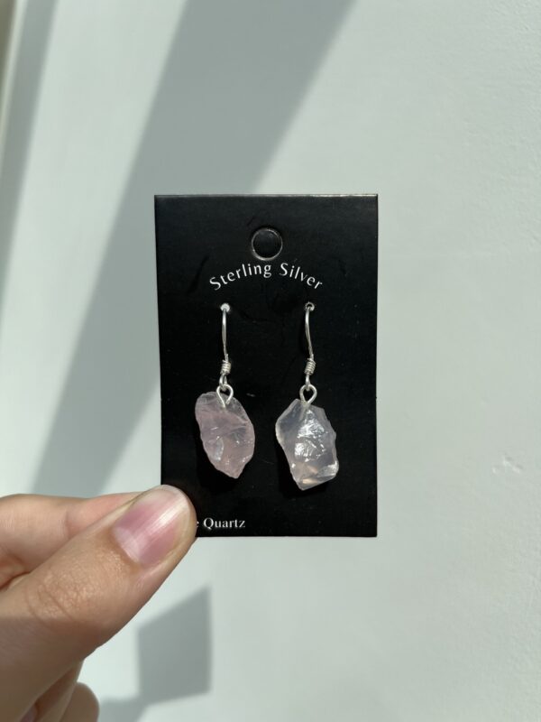 Oorbellen Ruwe Rozenkwarts (Sterling Zilver | 925)